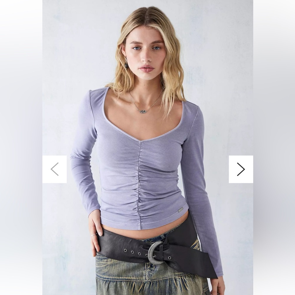 BDG‎ Urban Outfitters Ruched Front Long Sleeve Top Lilac Purple Size M